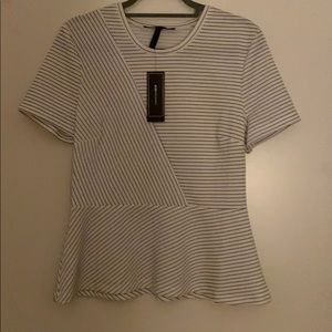 NWT Bcbgmaxazari white stripe top ，L